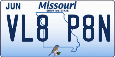 MO license plate VL8P8N