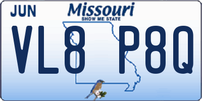 MO license plate VL8P8Q