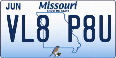 MO license plate VL8P8U