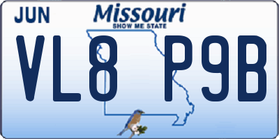 MO license plate VL8P9B