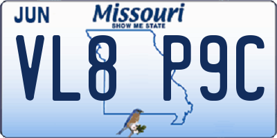 MO license plate VL8P9C