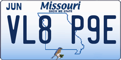 MO license plate VL8P9E