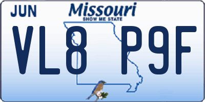 MO license plate VL8P9F