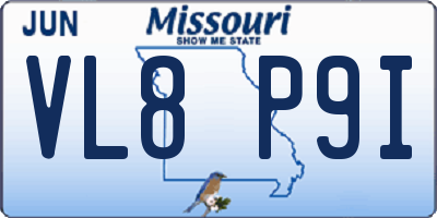 MO license plate VL8P9I