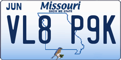 MO license plate VL8P9K