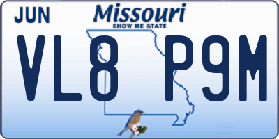 MO license plate VL8P9M