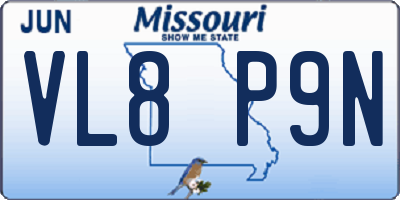 MO license plate VL8P9N