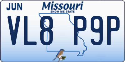 MO license plate VL8P9P