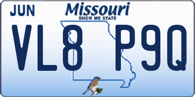 MO license plate VL8P9Q