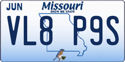 MO license plate VL8P9S