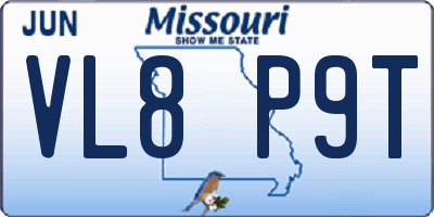 MO license plate VL8P9T
