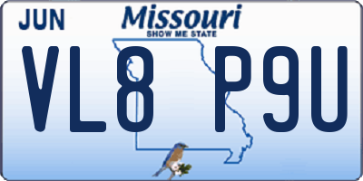 MO license plate VL8P9U