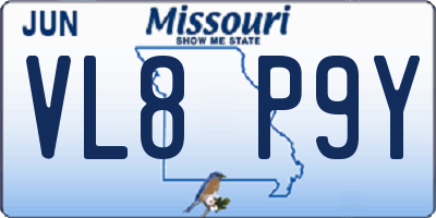 MO license plate VL8P9Y