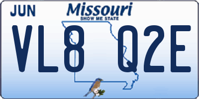 MO license plate VL8Q2E