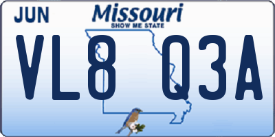 MO license plate VL8Q3A