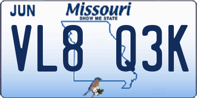 MO license plate VL8Q3K