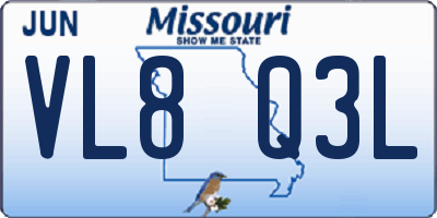 MO license plate VL8Q3L