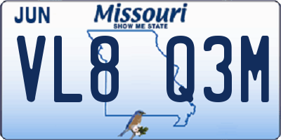 MO license plate VL8Q3M