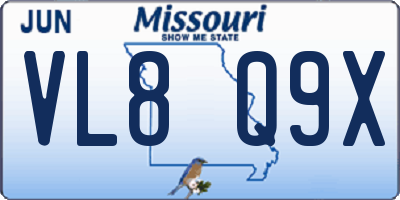 MO license plate VL8Q9X