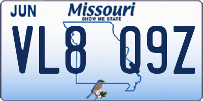 MO license plate VL8Q9Z