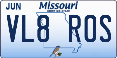 MO license plate VL8R0S