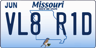 MO license plate VL8R1D