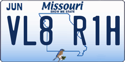 MO license plate VL8R1H