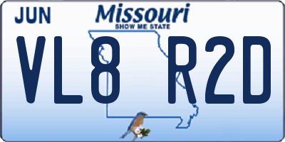 MO license plate VL8R2D