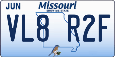 MO license plate VL8R2F