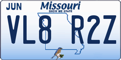 MO license plate VL8R2Z