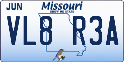 MO license plate VL8R3A