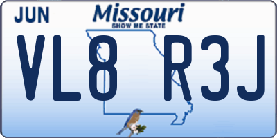 MO license plate VL8R3J