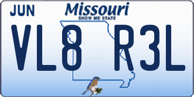 MO license plate VL8R3L