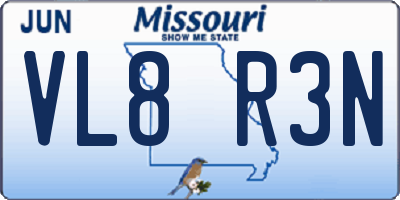 MO license plate VL8R3N