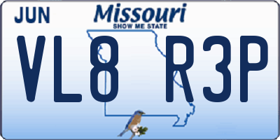 MO license plate VL8R3P