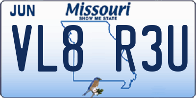 MO license plate VL8R3U
