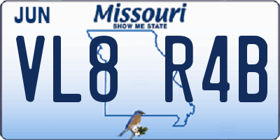 MO license plate VL8R4B