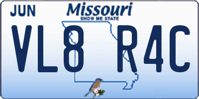 MO license plate VL8R4C