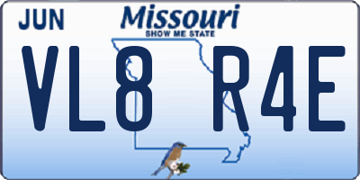 MO license plate VL8R4E