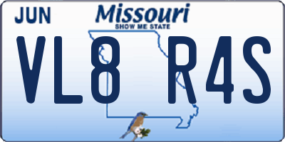 MO license plate VL8R4S