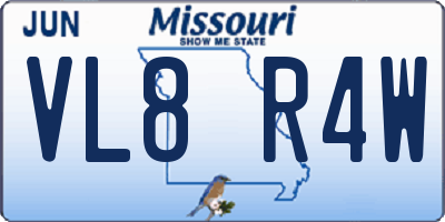 MO license plate VL8R4W