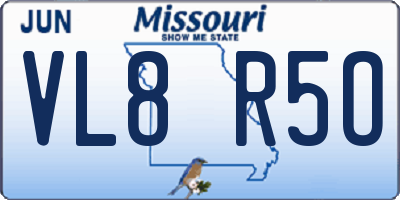 MO license plate VL8R5O