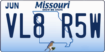 MO license plate VL8R5W