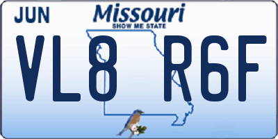 MO license plate VL8R6F
