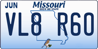 MO license plate VL8R6O