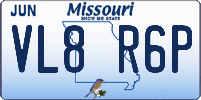 MO license plate VL8R6P