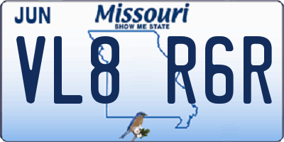 MO license plate VL8R6R