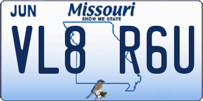 MO license plate VL8R6U
