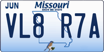 MO license plate VL8R7A