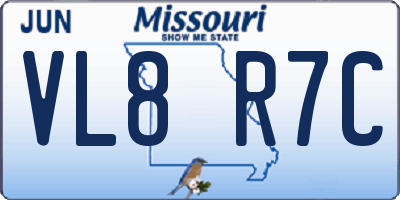 MO license plate VL8R7C